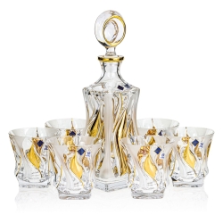 Ekskluzywny komplet do whisky BOHEMIA BAMBOO GOLD 6+1 w skrzynce z GRAWEREM