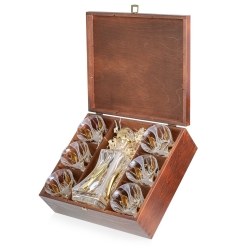 Ekskluzywny komplet do whisky BOHEMIA BAMBOO GOLD 6+1 w skrzynce z GRAWEREM
