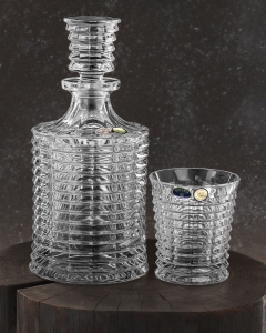 Ekskluzywny komplet do whisky BOHEMIA BLADE 6+1 w skrzynce z GRAWEREM