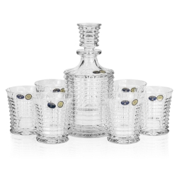 Ekskluzywny komplet do whisky BOHEMIA BLADE 6+1 w skrzynce z GRAWEREM