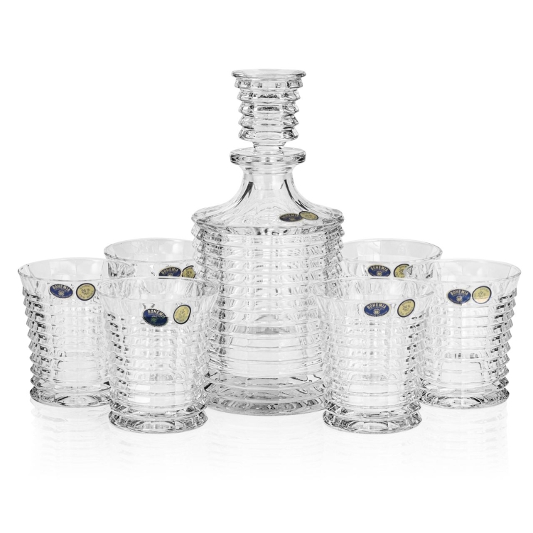 Ekskluzywny komplet do whisky BOHEMIA BLADE 6+1 w skrzynce z GRAWEREM
