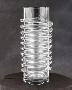 Ekskluzywny ręcznie robiony Wazon szklany na kwiaty biały HANDMADE 34 cm