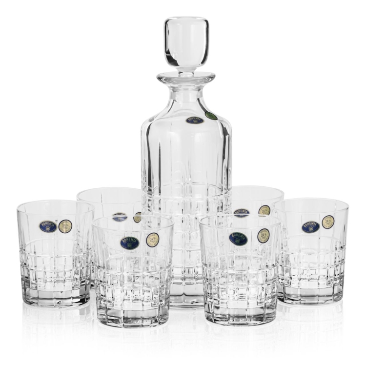 Ekskluzywny komplet do whisky BOHEMIA RICKY 6+1 w skrzynce z GRAWEREM