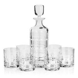 Ekskluzywny komplet do whisky BOHEMIA TARTAN 6+1 w skrzynce z GRAWEREM