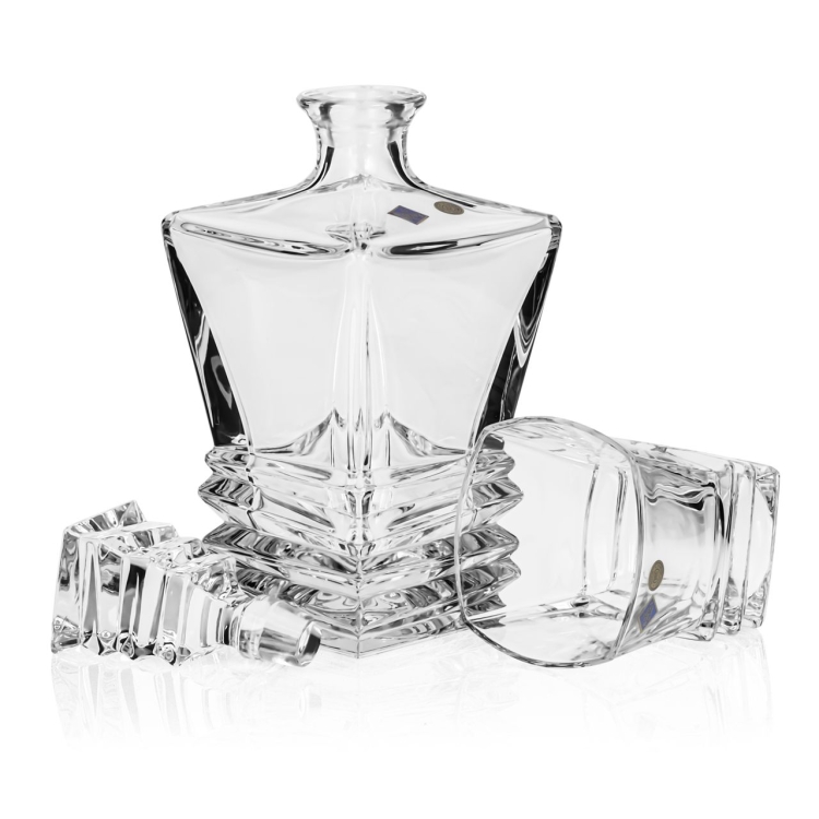 Ekskluzywny komplet do whisky BOHEMIA ROCKY 6+1 w skrzynce z GRAWEREM