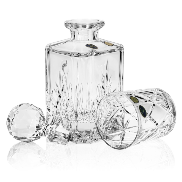 Ekskluzywny komplet do whisky BOHEMIA YORK 6+1 w skrzynce z GRAWEREM