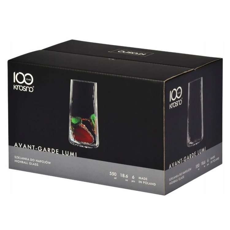 Szklanki ryflowane / karbowane z OPTYKIEM KROSNO Avant-Garde LUMI wysokie do napojów 540 ml 6 szt