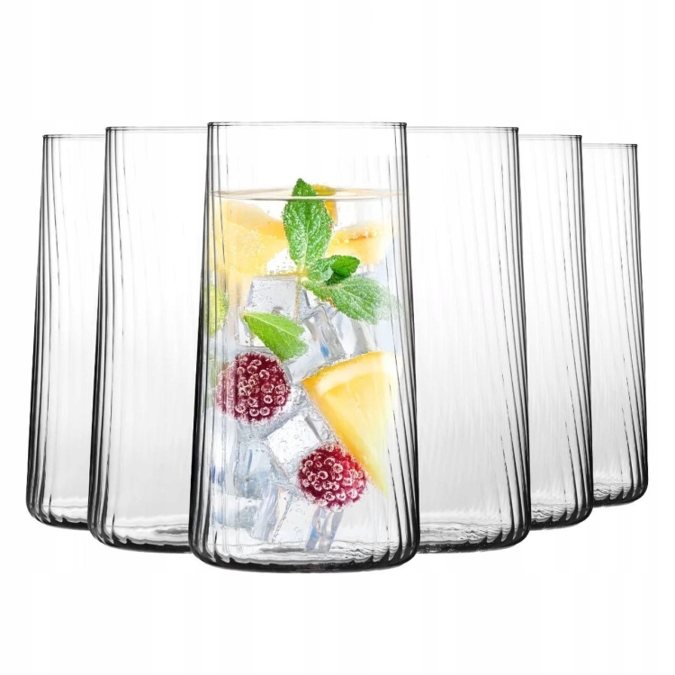 Szklanki ryflowane / karbowane z OPTYKIEM KROSNO Avant-Garde LUMI wysokie do napojów 540 ml 6 szt