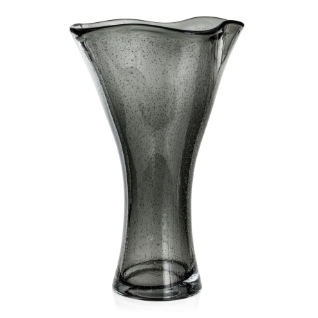 Przejdź do produktu Ekskluzywny ręcznie robiony Wazon szklany na kwiaty czarny bąbelki HANDMADE 43 cm