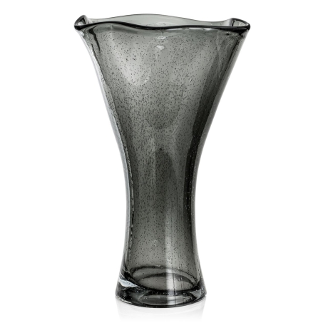 Przejdź do produktu Ekskluzywny ręcznie robiony Wazon szklany na kwiaty czarny bąbelki HANDMADE 43 cm