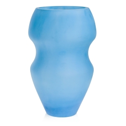 Ekskluzywny ręcznie robiony Wazon szklany na kwiaty niebieski HANDMADE 39 cm