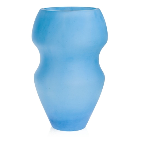 Przejdź do produktu Ekskluzywny ręcznie robiony Wazon szklany na kwiaty niebieski HANDMADE  39 cm