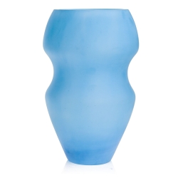 Ekskluzywny ręcznie robiony Wazon szklany na kwiaty niebieski HANDMADE 39 cm