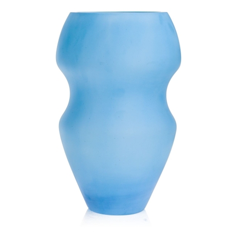 Przejdź do produktu Ekskluzywny ręcznie robiony Wazon szklany na kwiaty niebieski HANDMADE  39 cm