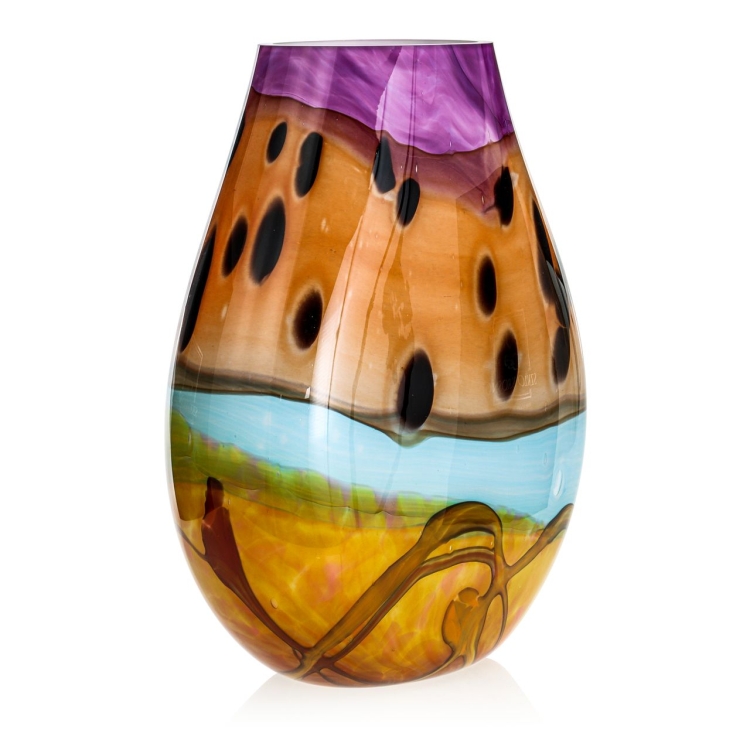 Ekskluzywny ręcznie robiony Wazon szklany na kwiaty kolorowy HANDMADE 42,5 cm