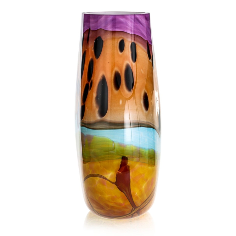 Ekskluzywny ręcznie robiony Wazon szklany na kwiaty kolorowy HANDMADE 42,5 cm