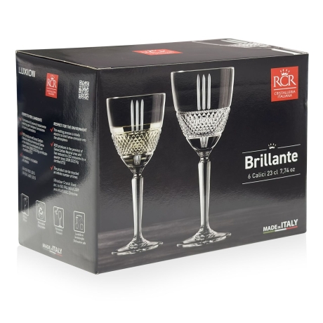 Przejdź do produktu Kryształowe kieliszki do wina białego / czerwonego RCR BRILLANTE 230 ml | 6 szt.