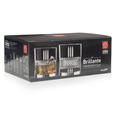 Przejdź do produktu Kryształowe niskie szklanki do whisky RCR BRILLANTE 340 ml | 6 szt.