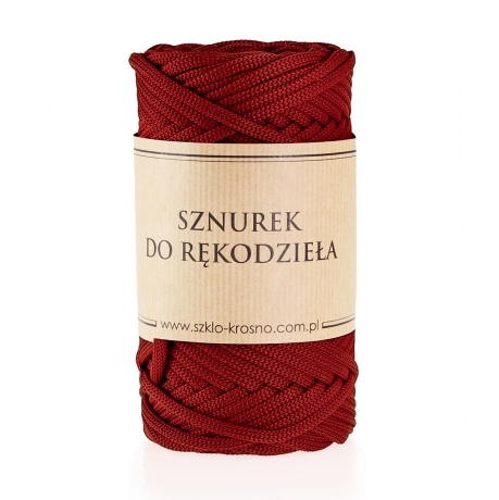 Przejdź do produktu Sznurek POLIESTROWY Płaski do rękodzieła makramy Bordowy 5mm 50m