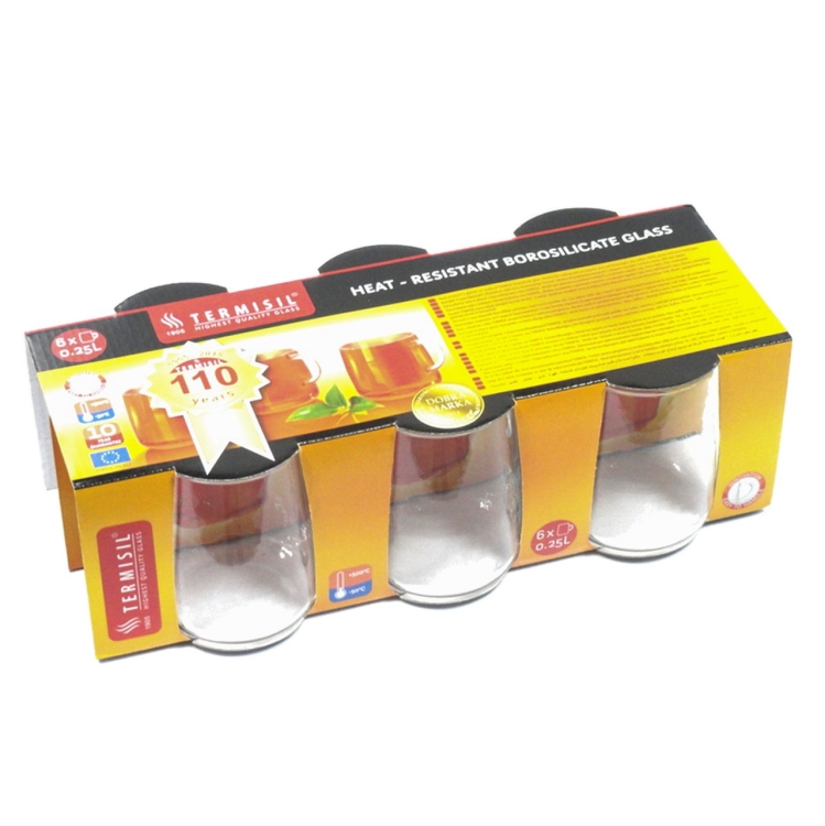 Szklanki do kawy i herbaty baryłka żaroodporne Termisil 250 ml 6 szt.