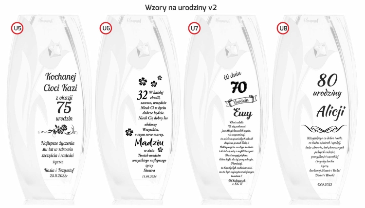 Wazon szklany dekoracyjny z pryzmatem SWAROVSKI 32cm X2772 i grawerem, na ślub, podziękowania