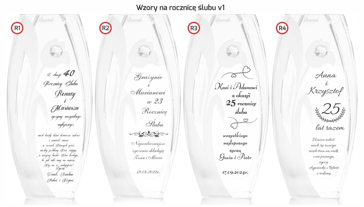 Wazon szklany dekoracyjny z pryzmatem SWAROVSKI 32cm X2771 i grawerem, na ślub, podziękowania