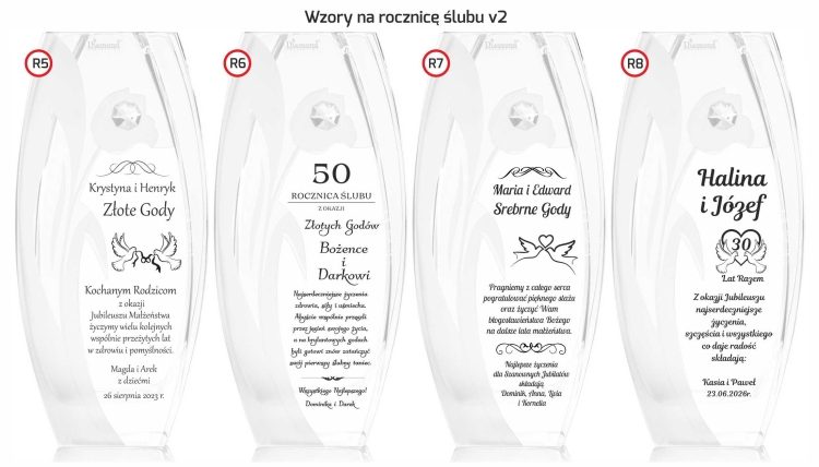 Wazon szklany dekoracyjny z pryzmatem SWAROVSKI 32cm X2771 i grawerem, na ślub, podziękowania