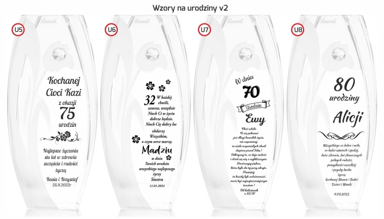 Wazon szklany dekoracyjny z pryzmatem SWAROVSKI 32cm X2771 i grawerem, na ślub, podziękowania