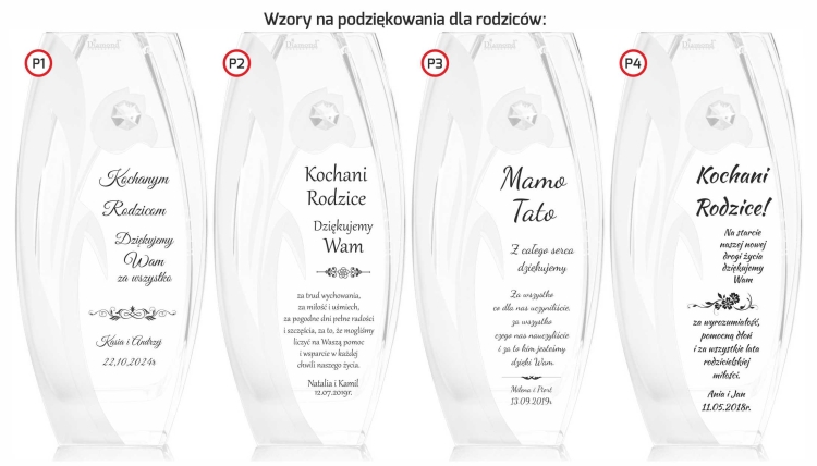 Wazon szklany dekoracyjny z pryzmatem SWAROVSKI 32cm X2771 i grawerem, na ślub, podziękowania