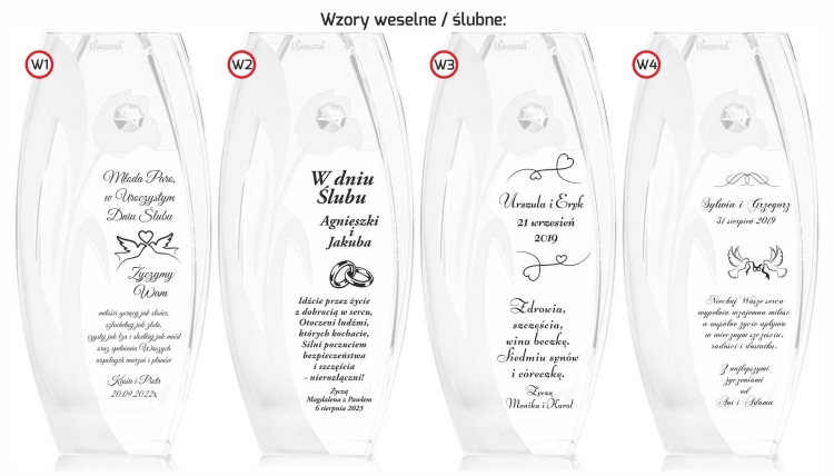 Wazon szklany dekoracyjny z pryzmatem SWAROVSKI 32cm X2771 i grawerem, na ślub, podziękowania