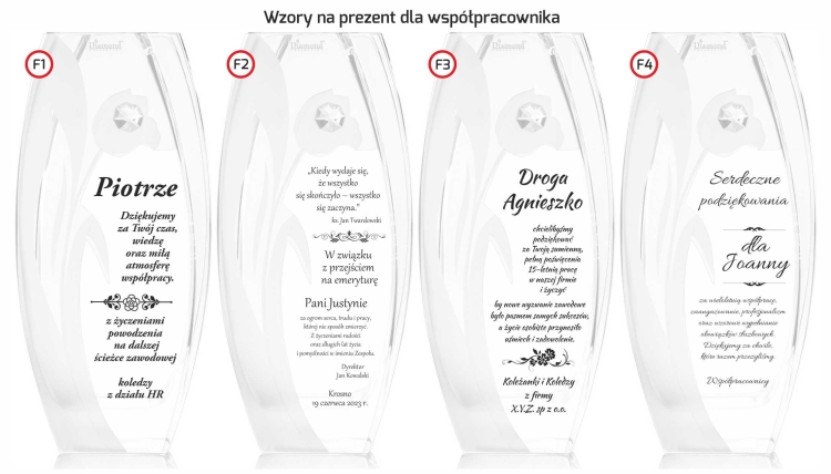 Wazon szklany dekoracyjny z pryzmatem SWAROVSKI 32cm X2771 i grawerem, na ślub, podziękowania