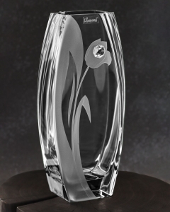 Wazon szklany dekoracyjny z pryzmatem SWAROVSKI 32cm X2771 i grawerem, na ślub, podziękowania