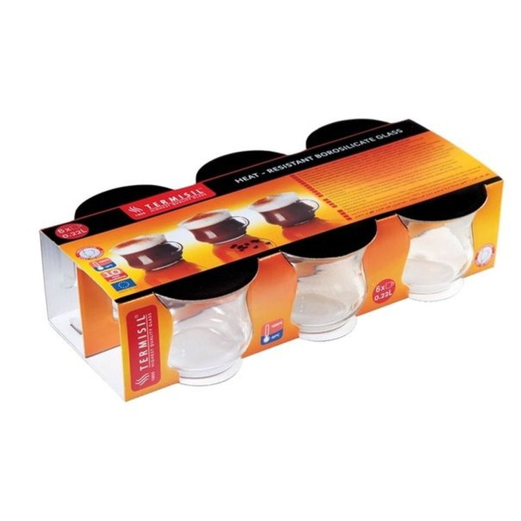 Komplet filiżanek żaroodpornych do kawy, herbaty Termisil Iza 220 ml 6 szt.