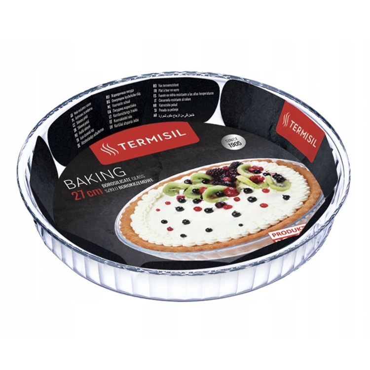 Szklana brytfanna forma żaroodporna do tarty Termisil 27 cm