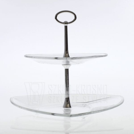 Przejdź do produktu Szklana patera piramida - 2 piętrowa TRÓJKĄT 28x28 cm