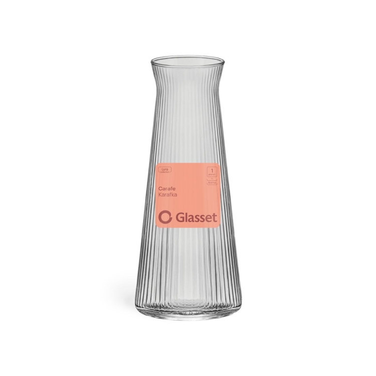 Karafka z korkiem ryflowana / karbowana z OPTYKIEM Glasset LYRA 1150ml