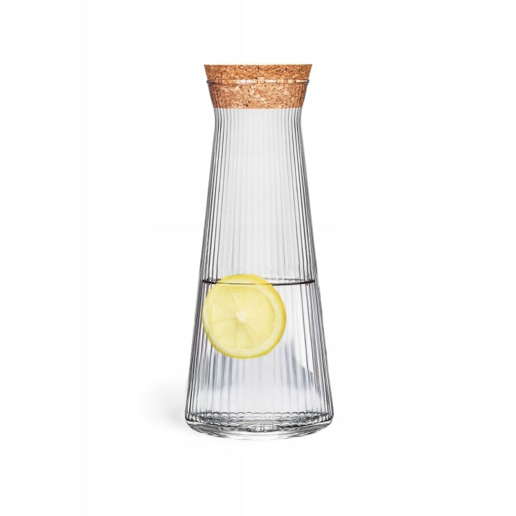 Karafka z korkiem ryflowana / karbowana z OPTYKIEM Glasset LYRA 1150ml