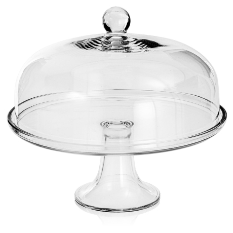 Przejdź do produktu Szklana patera na nodze EDWANEX Basic Ø 31cm z kloszem szklanym Krosno Ø 29,5cm