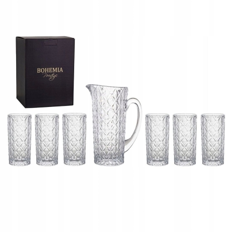 Przejdź do produktu Kryształowy komplet do wody 6+1 BOHEMIA Prestige Oaza dzbanek + szklanki