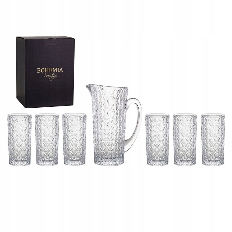 Kryształowy komplet do wody 6+1 BOHEMIA Prestige Oaza dzbanek + szklanki