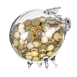 Skarbonka ŚWINKA szklana z dowolnym NADRUKIEM - napis ZIELONY