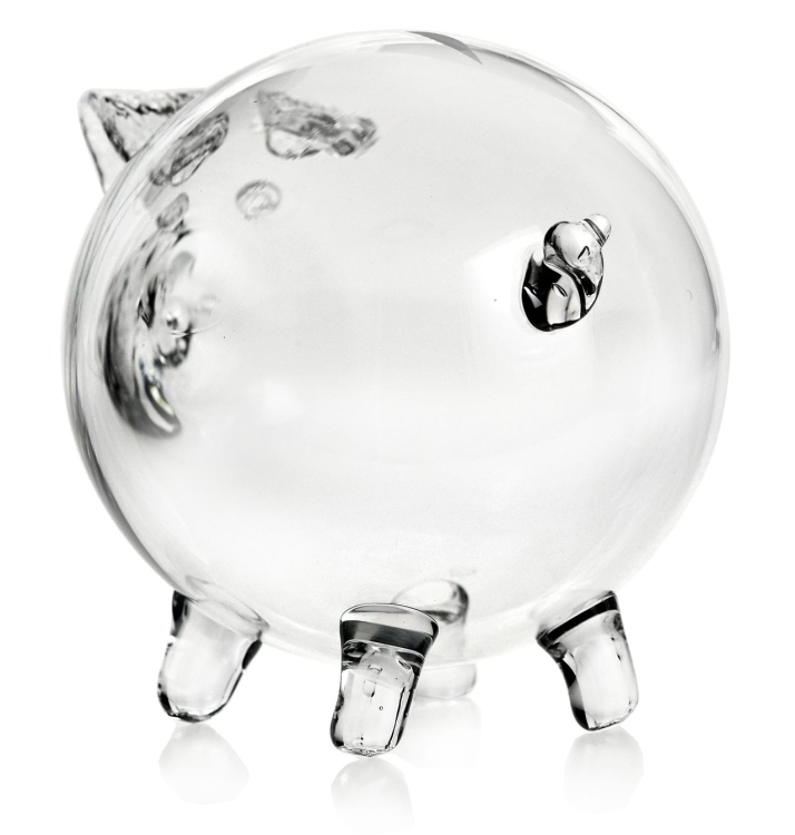 Skarbonka ŚWINKA szklana z dowolnym NADRUKIEM - napis ZIELONY