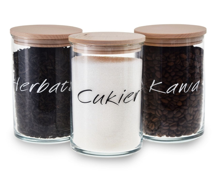 ZESTAW POJEMNIKÓW komplet kawa herbata cukier 3szt