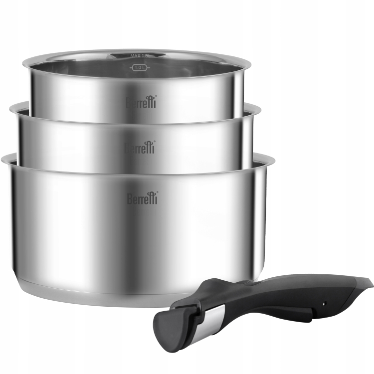 Berretti zestaw 3 garnków z odpinaną rączką Comodo BR-8778