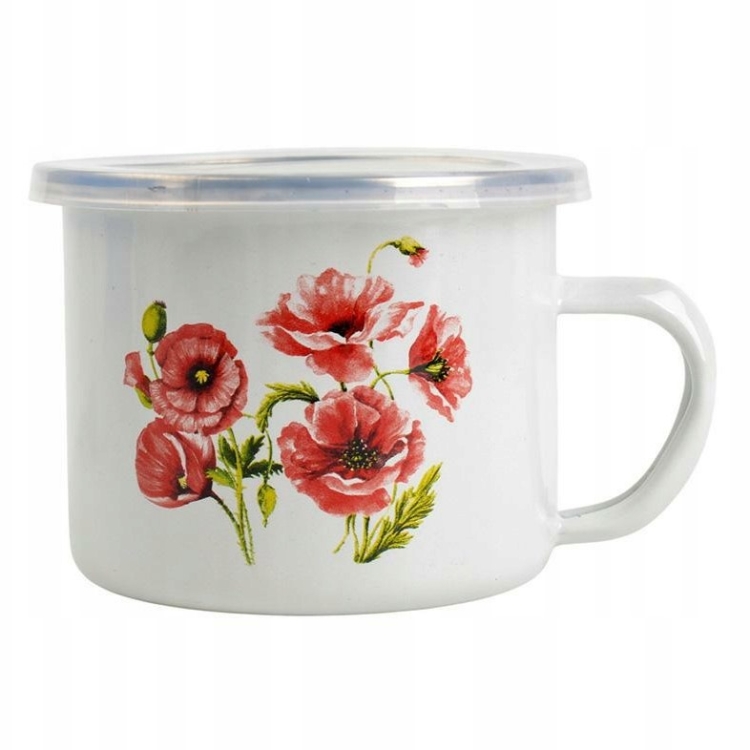 Kubek emaliowany z pokrywą plastikową 1,4L 14cm MAKI