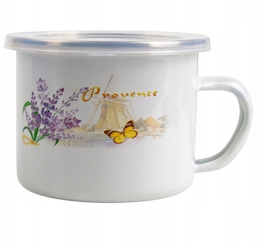 Kubek emaliowany z pokrywką plastikową 1,4L 14cm Młyn