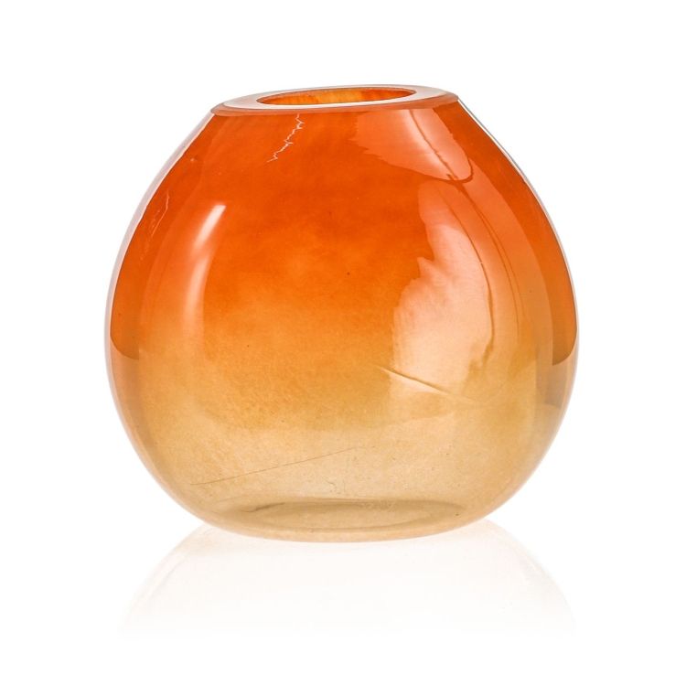 Ekskluzywny ręcznie robiony Wazon szklany na kwiaty pomarańczowy HANDMADE 15 cm - 2 GATUNEK