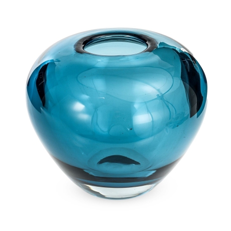 Przejdź do produktu Ekskluzywny ręcznie robiony Wazon szklany na kwiaty niebieski HANDMADE 19 cm