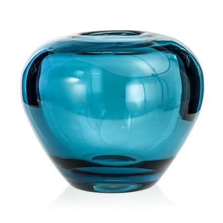 Przejdź do produktu Ekskluzywny ręcznie robiony Wazon szklany na kwiaty niebieski HANDMADE 19 cm