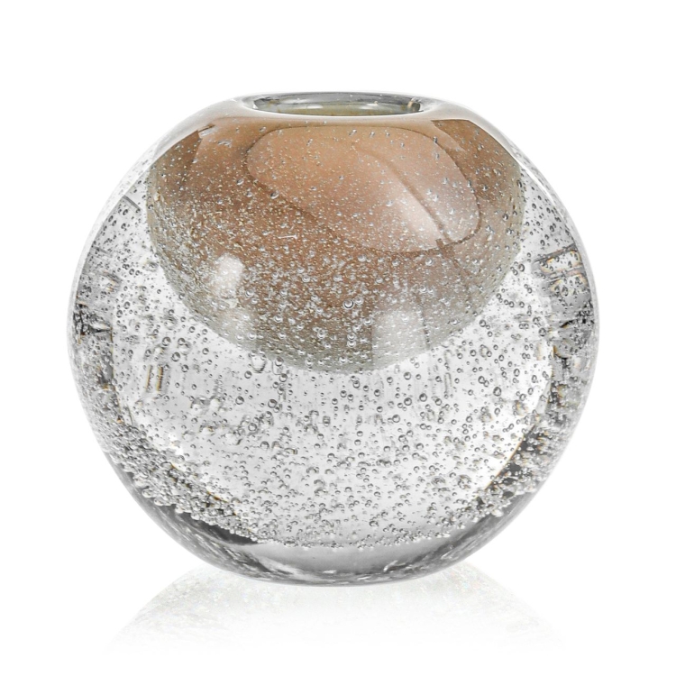 Ekskluzywny ręcznie robiony Wazon szklany na kwiaty bezbarwny bąbelki HANDMADE 13,5 cm